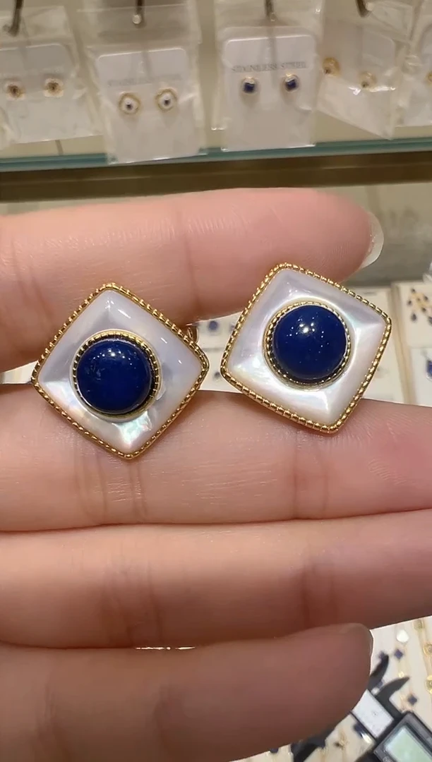 【闪购商品】青金石耳饰银S925镶嵌43