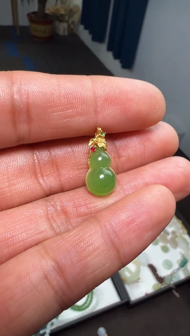 【闪购商品】和田玉吊坠18K金镶嵌和田玉吊坠多样性发货拍一发一