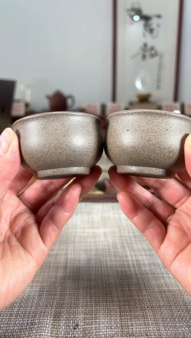 【闪购商品】紫砂茶壶原矿紫砂机车杯老青灰40cc左右2只