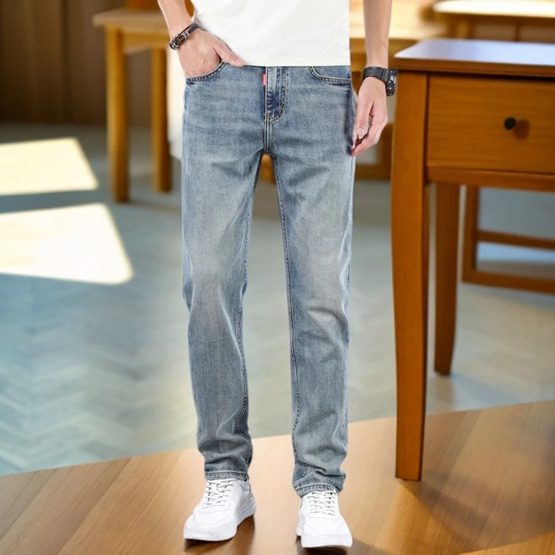 维斯克纳复古牛仔裤男士直筒宽松休闲男裤新款商务长裤子夏季薄款