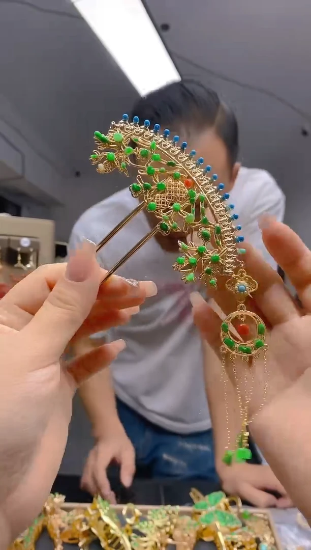 【闪购商品】翡翠耳饰合金206翡翠发簪