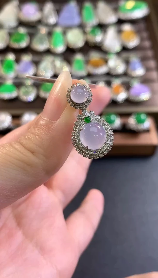 吊坠(不含链)18K金镶嵌翡翠d61 紫货有色差