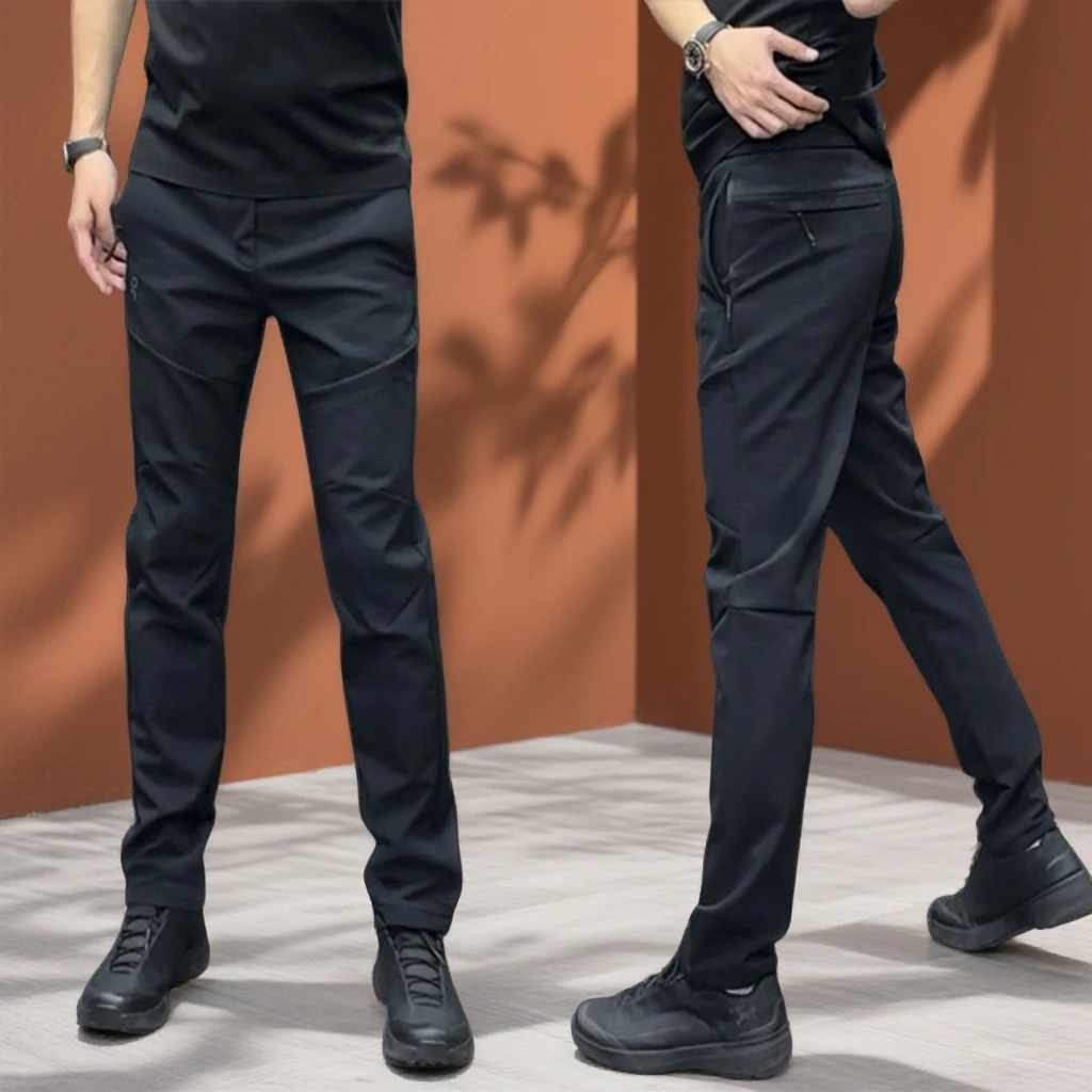 男士秋冬防风潮款厚款冲锋裤新款登山工装长裤外穿保暖休闲裤子男