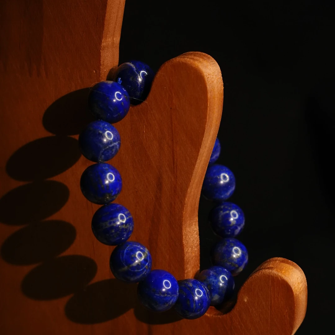 非金属珐琅手链 天然青金色石手串素圈