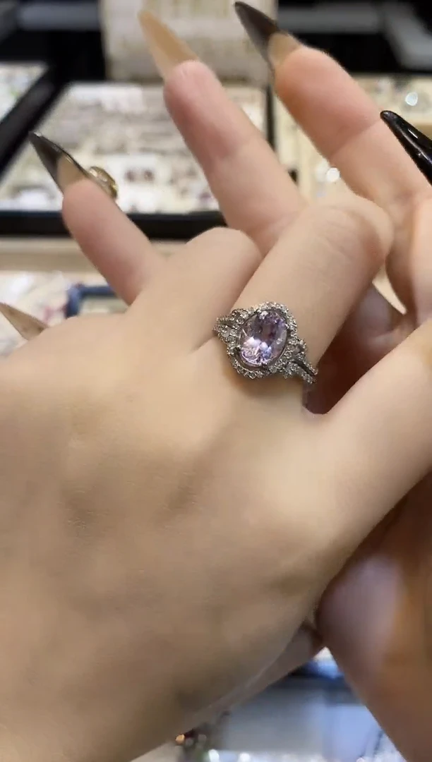 银S925镶嵌戒指定制绿柱石（摩根石）楚楚珠宝中古甄选不退换