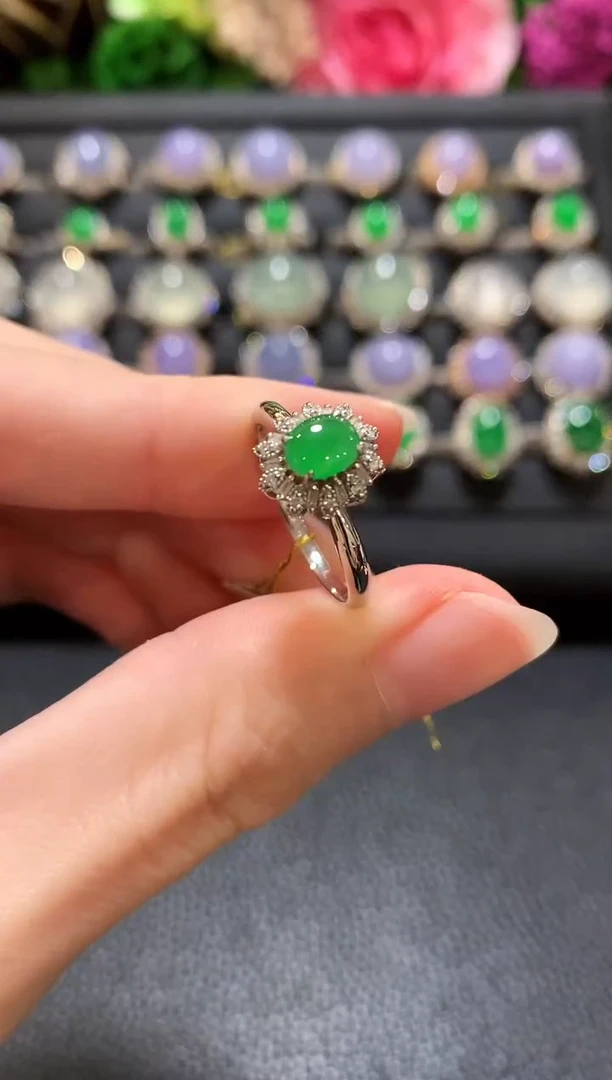 翡翠戒指18K金镶嵌b23