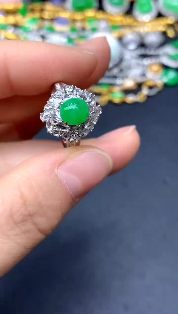 18K金镶嵌戒指翡翠165-中国好珍宝