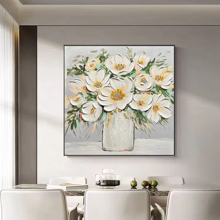 北欧玫瑰|手工手绘油画装饰画现代轻奢餐厅床头走廊玄关挂画