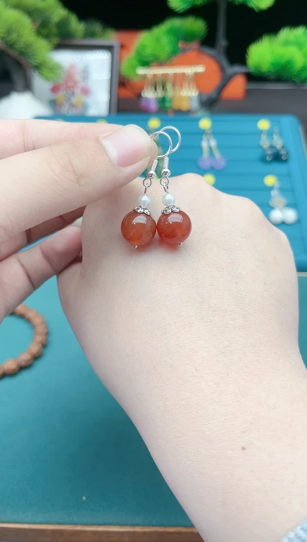 【闪购商品】南红玛瑙耳饰银S925镶嵌303000