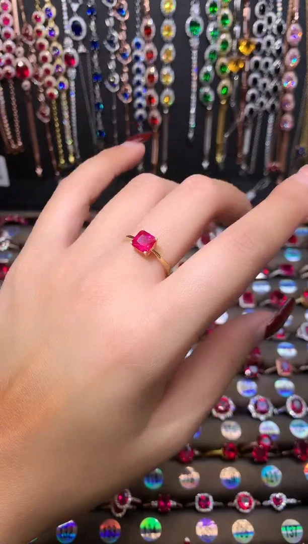 【闪购商品】红宝石戒指银S925镶嵌金色