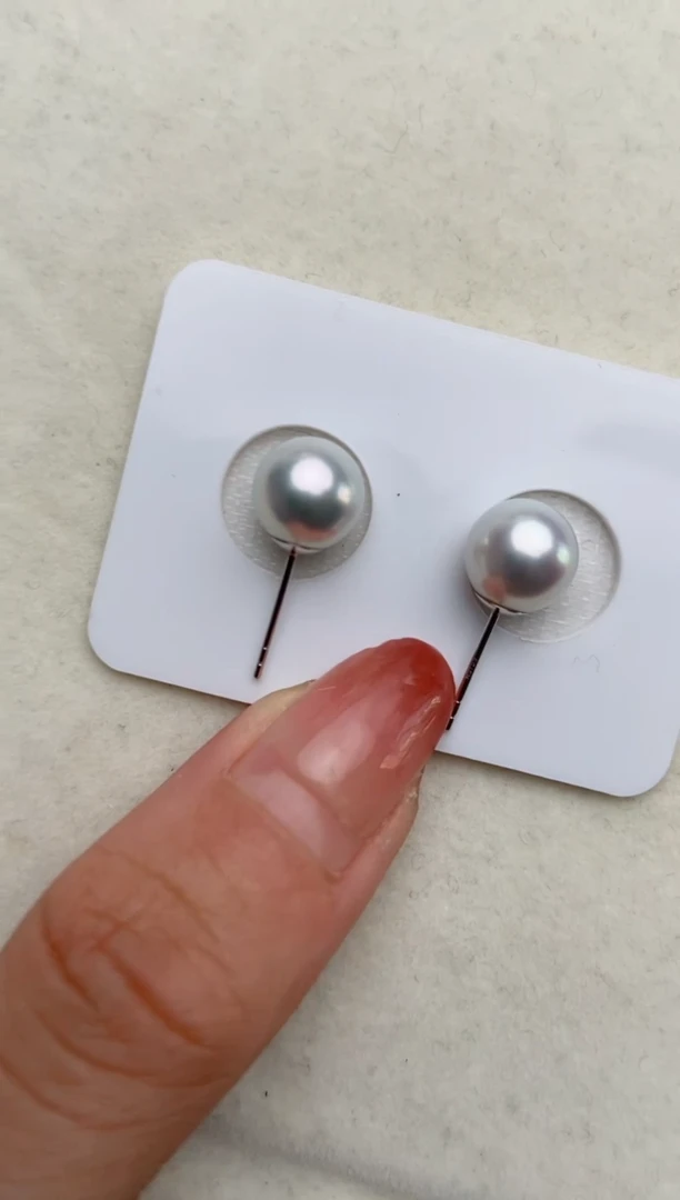 【闪购商品】海水珍珠耳钉18K金镶嵌8.5-9mm耳钉福利