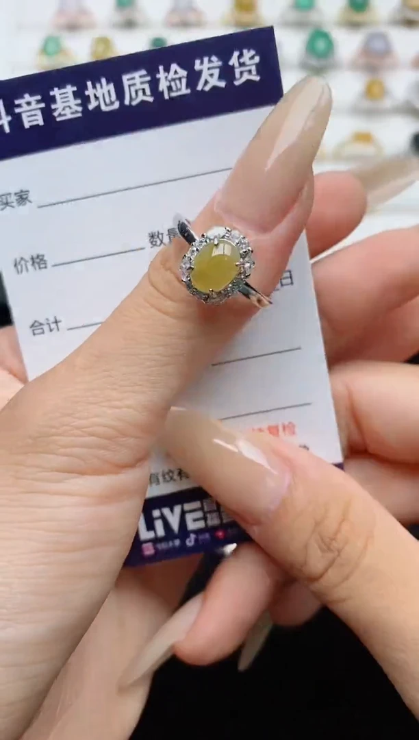 翡翠戒指银S925镶嵌.