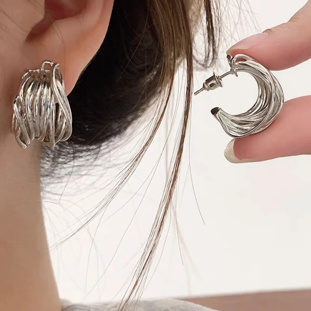 铜合金耳饰 百搭小众经典设计感耳钉精致日常多层C圈耳环FTSP06