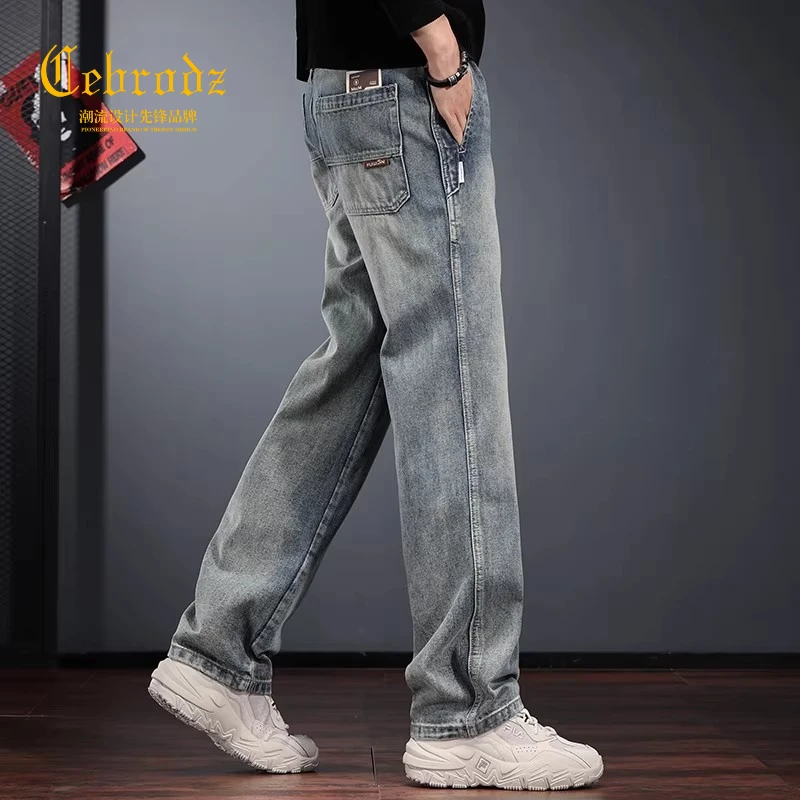 法国Cebrodz潮牌直筒牛仔裤男秋冬2025新款宽松男士长裤锥形高端