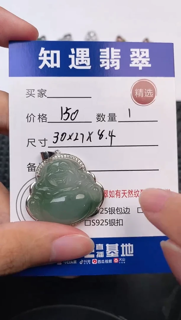 翡翠银S925镶嵌颈饰挂件