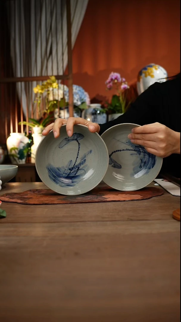 当代高温釉下彩手绘陶瓷餐具