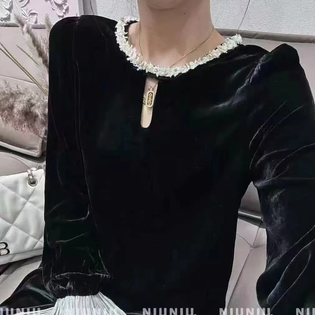 5103丝绒小衫-花边袖