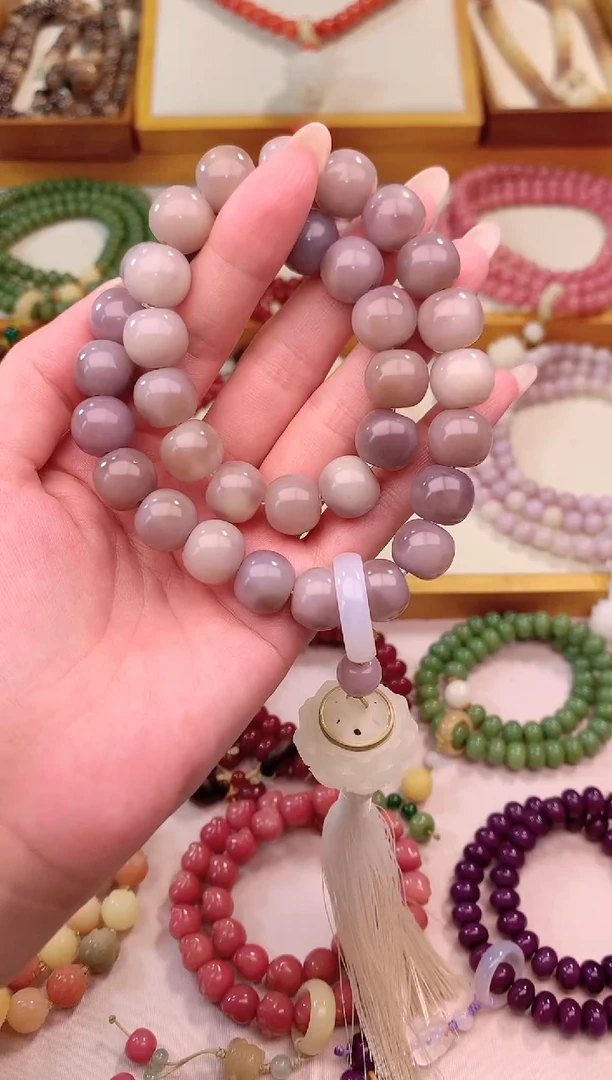 手串白玉菩提烟灰紫手持