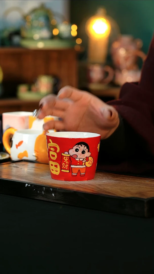 【闪购商品】杯手绘心瓷陶瓷浮力