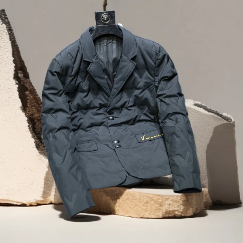 诺顿雷斯简约轻薄款男西装羽绒服冬季潮流修身保暖西服白鸭绒外套