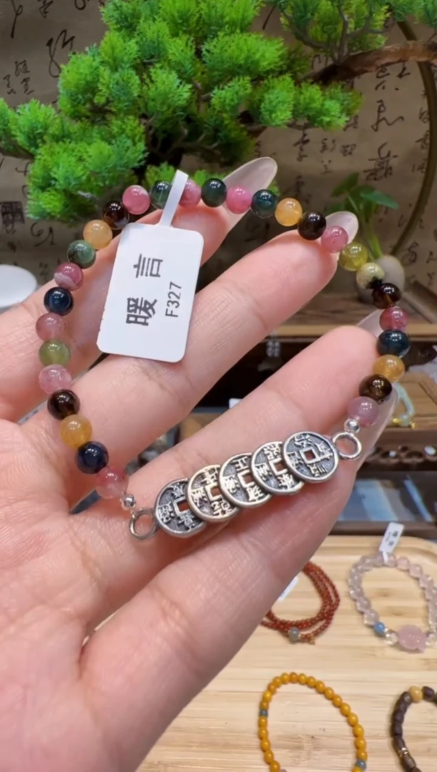 手链银S925镶嵌碧玺@@手饰