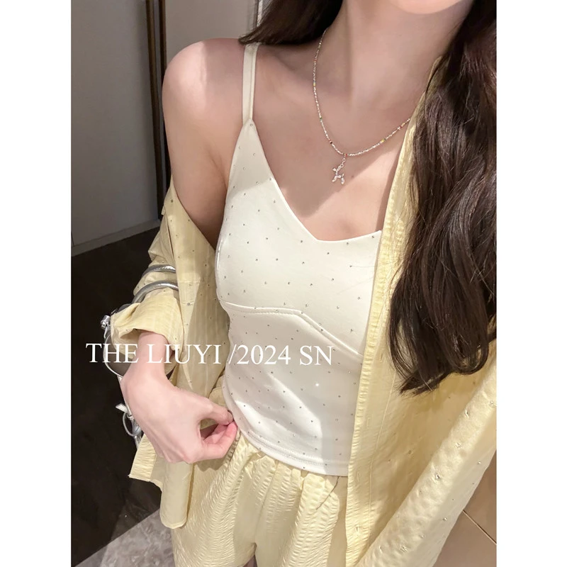 【LIUYI】c位背心～重工烫钻背心吊带45025