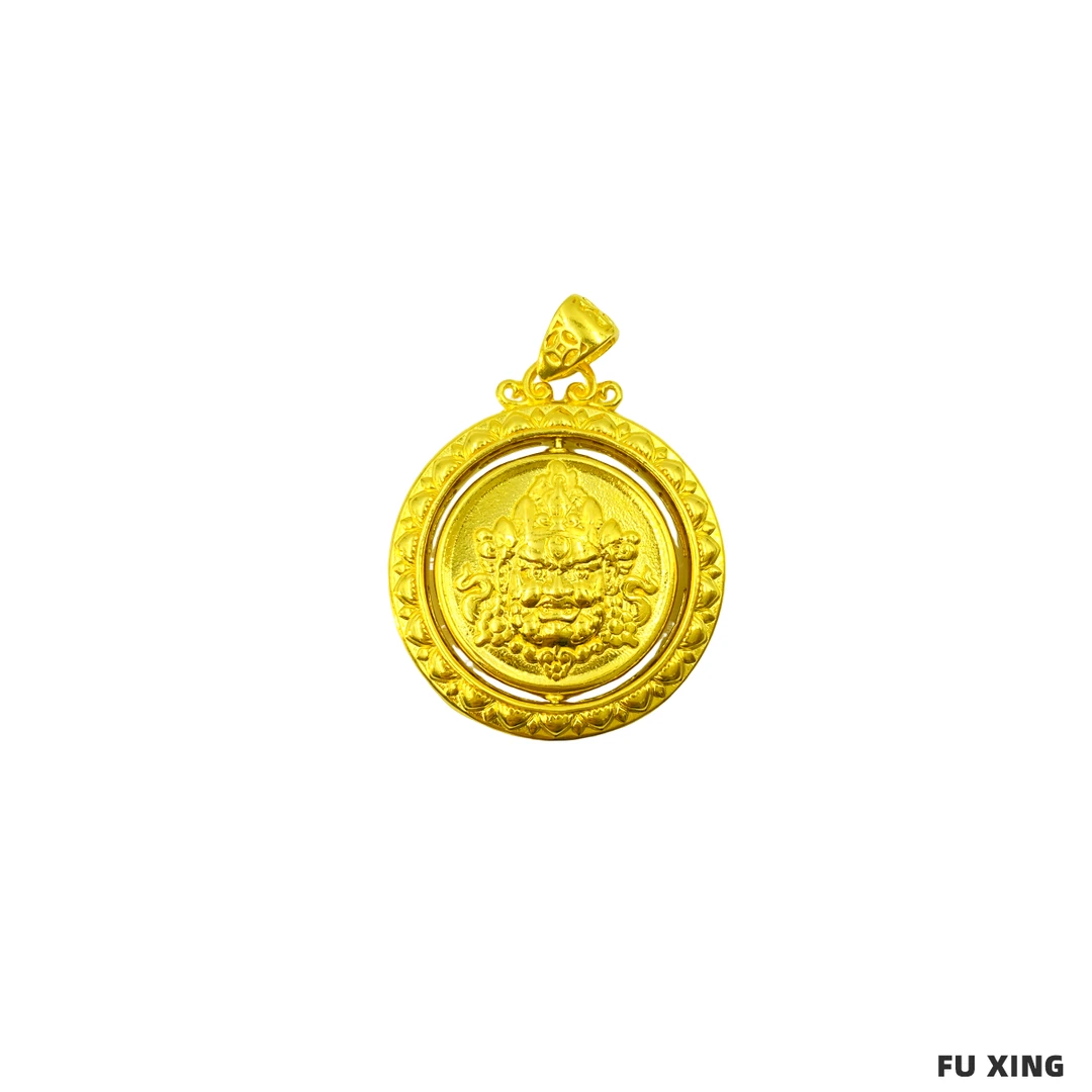 吊坠足银锆石 旋转黄财神吊坠轻奢大气挂坠