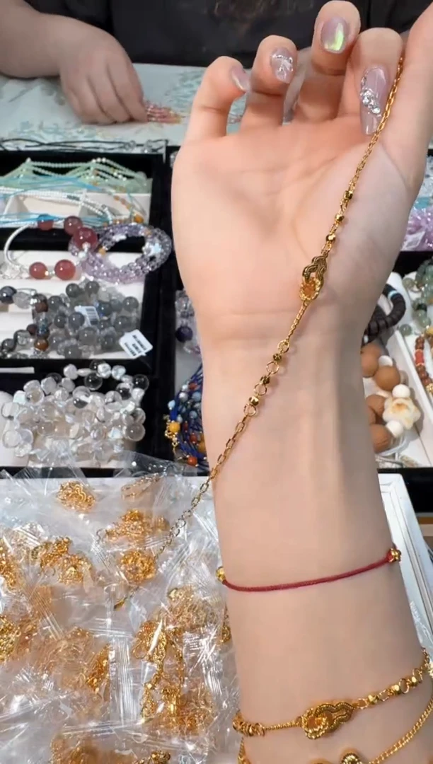 水晶手链未镶嵌K005金色葫芦手链