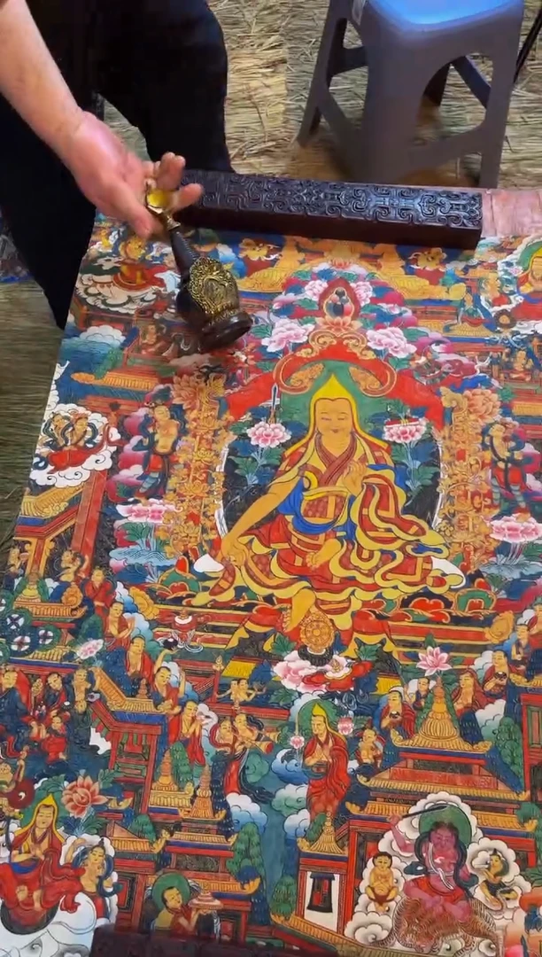 装裱画精品手绘唐卡链接--A137宗喀巴