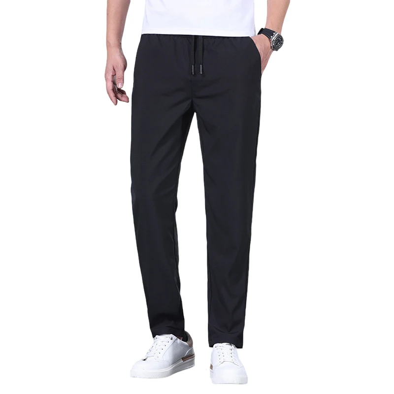 袋鼠男装夏季宽松直筒裤2025新款男士运动薄款透气百搭商务休闲裤