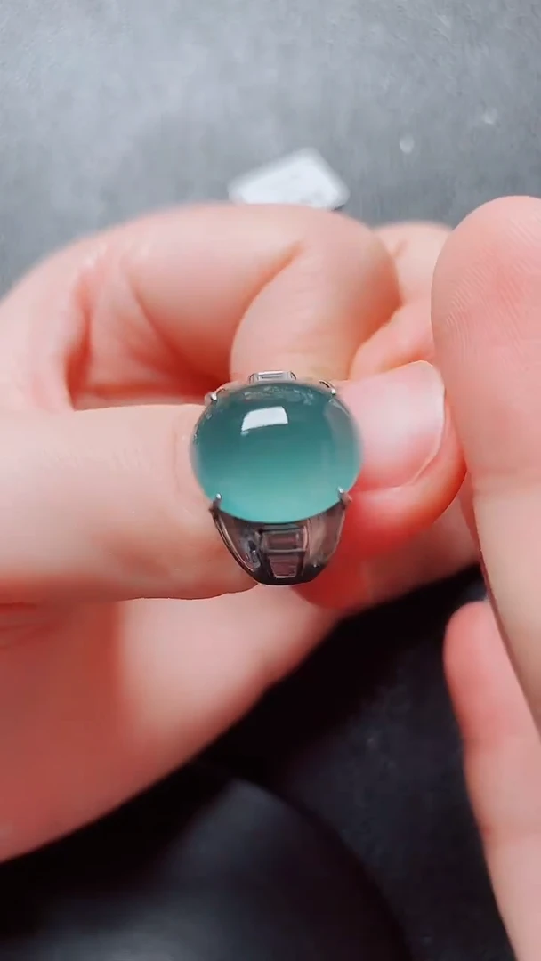 翡翠戒指银S925镶嵌翡翠