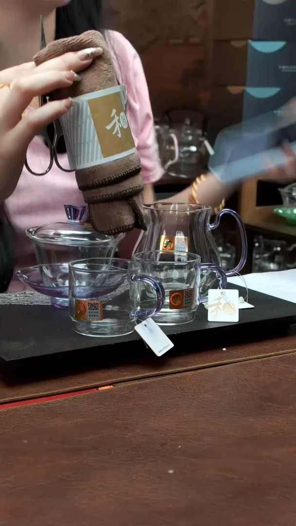 咏荷+颂妍+逸杯一对浅紫+茶巾+茶剪