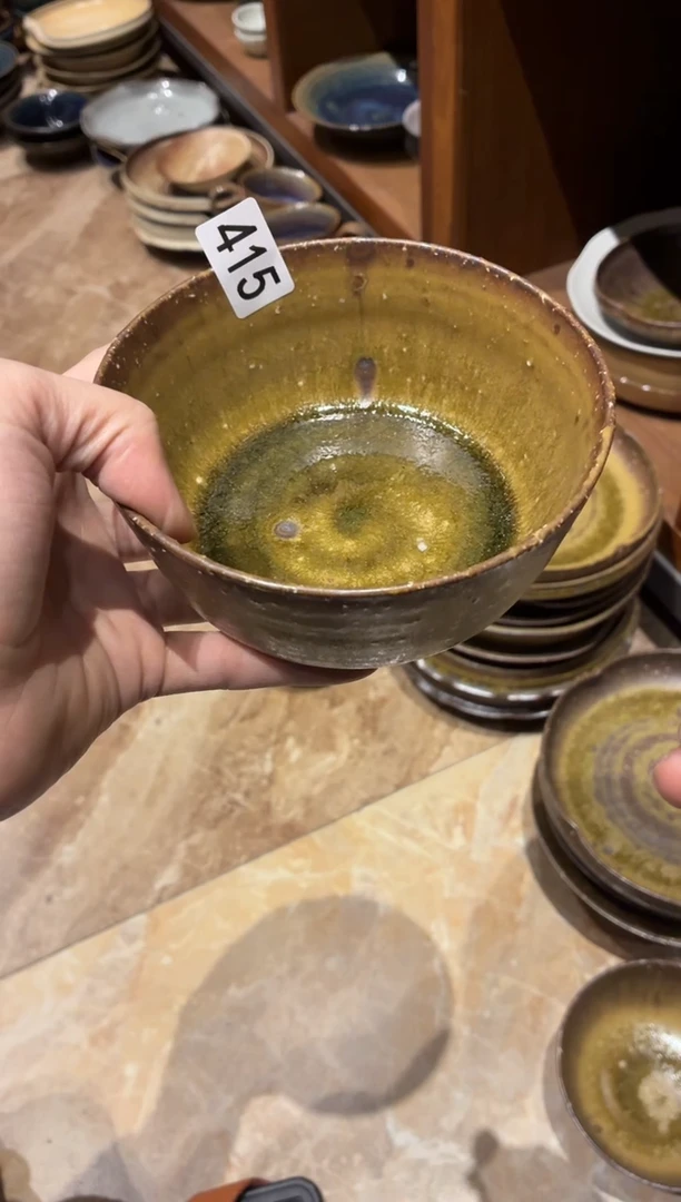 瓷片B****D415  微瑕棕泥手工饭碗1个