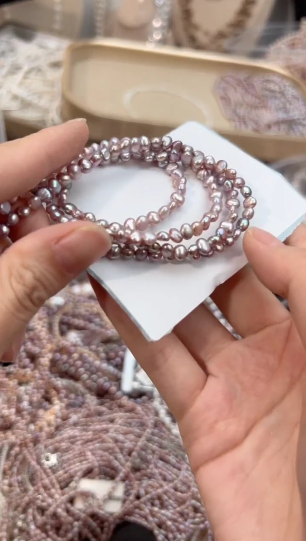 未镶嵌6淡水珍珠无核*强光珍珠项链无核4-5mm