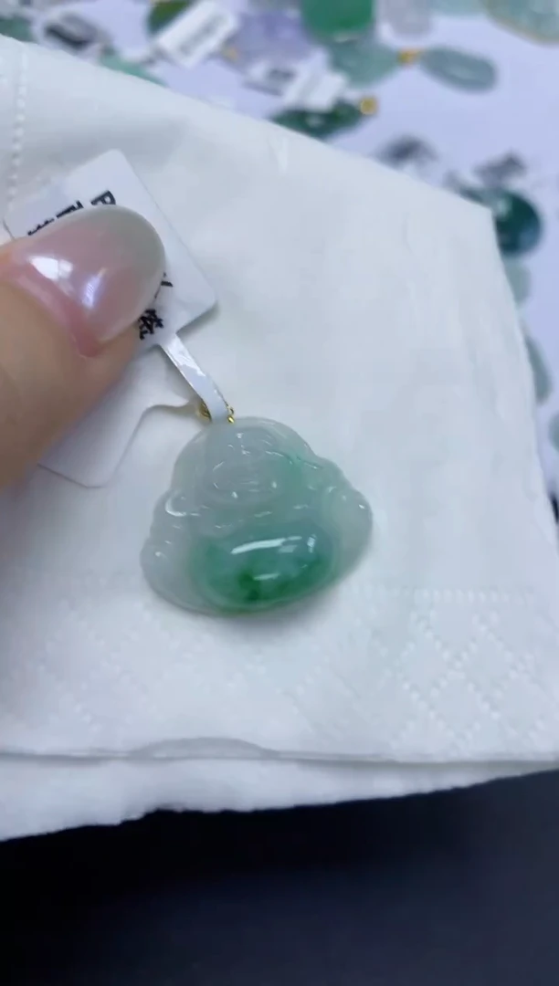翡翠18K金镶嵌颈饰天然缅甸翡翠A货
