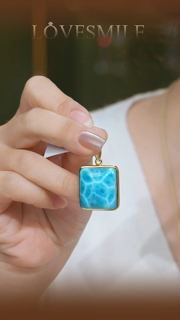 银S925镶嵌针钠钙石（海纹石）吊坠(不含链)101