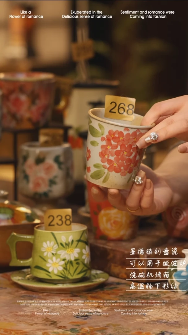 陶瓷景德镇高温手绘釉下彩绘设计师款式268