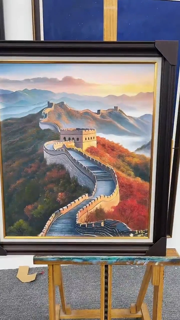 国画吴子逸-60x70-山水-带框-补书