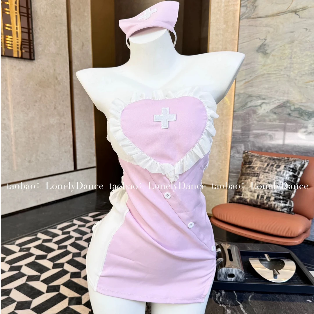 猫什么喵pro·护士风氛围感*粉色十字架*配发箍蕾丝边连衣裙