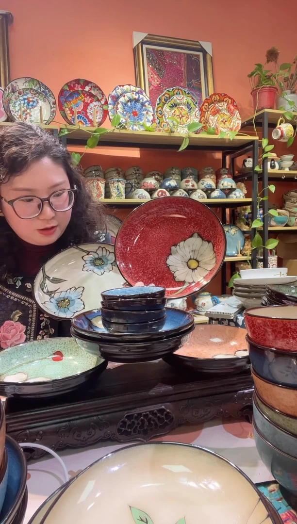 瓷片1套彩色餐具福利6碗6盘6碟