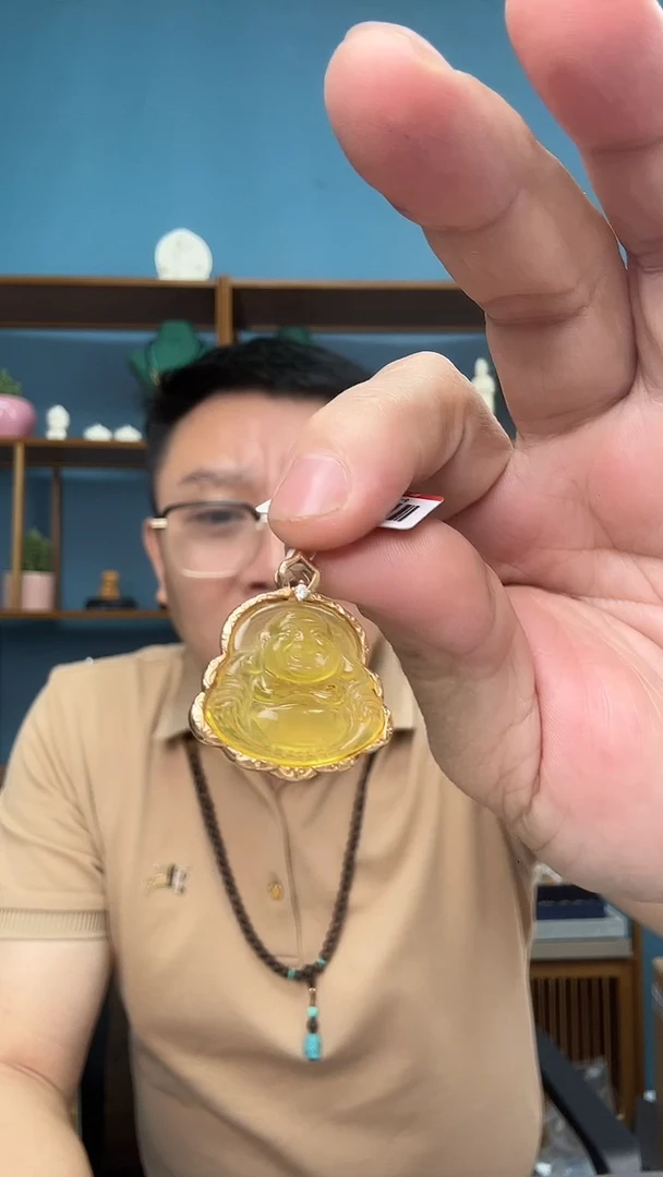 18K金镶嵌琥珀裸石66蜜蜡