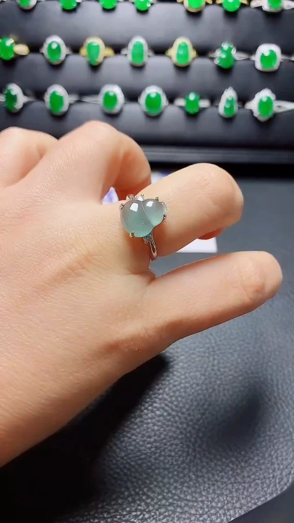 银S925镶嵌戒指翡翠天然翡翠A货s925银镶