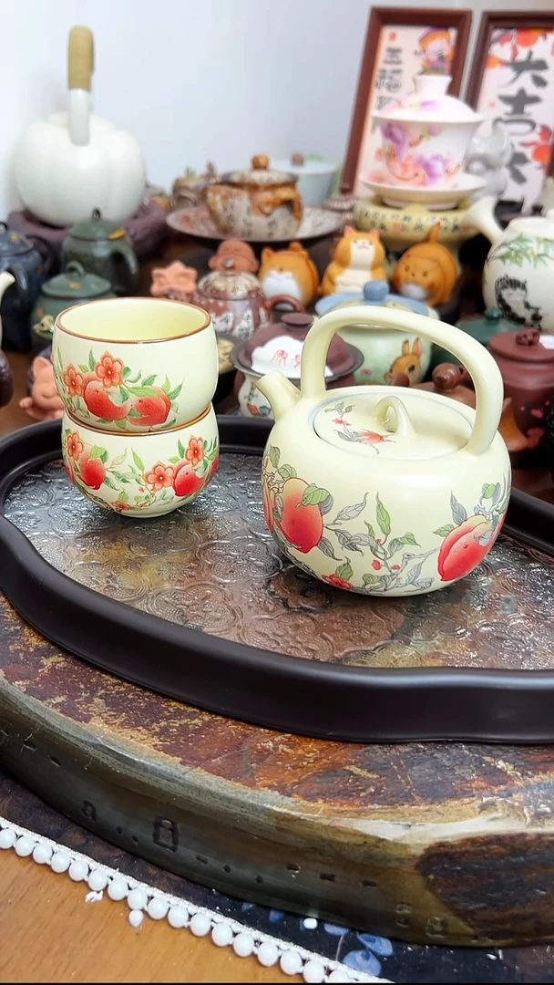 【茶瓷物语】提梁壶+2杯+茶盘
