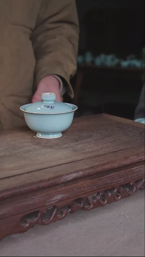 杯081号天青小乔两才盖碗微微不完美