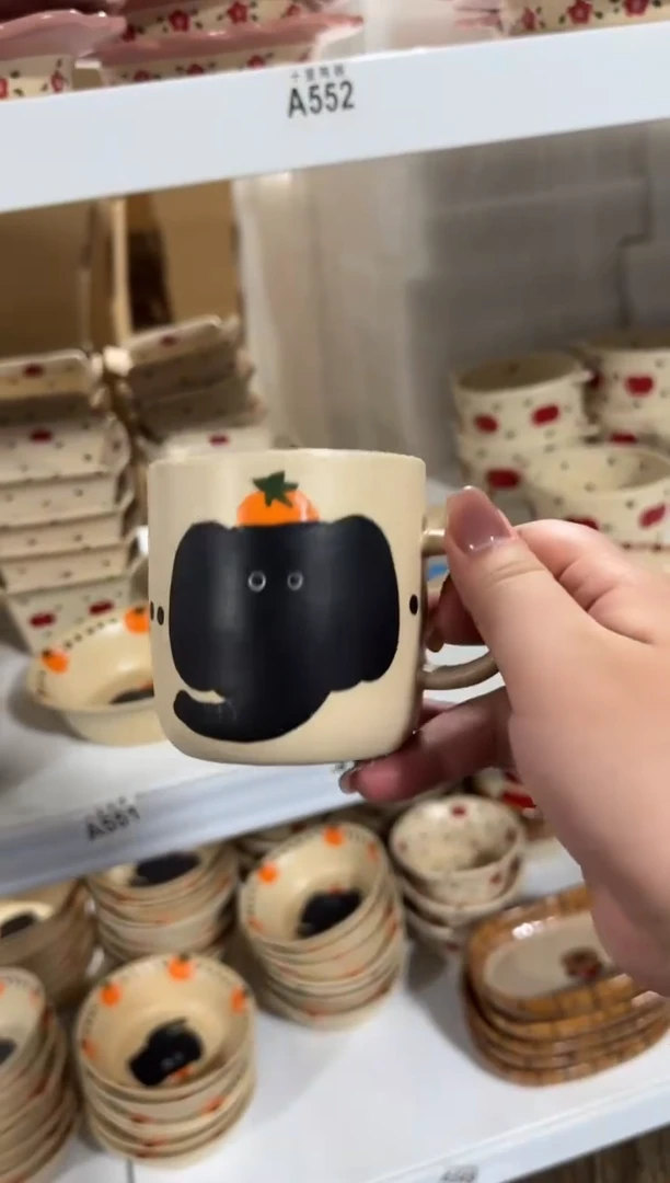 陶瓷橘子大象杯子【十里高温釉下彩陶瓷】