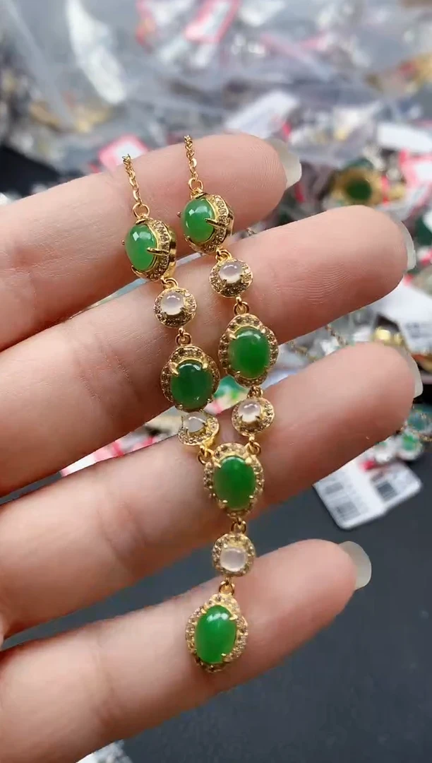 银S925镶嵌戒指翡翠天然A货缅甸翡翠