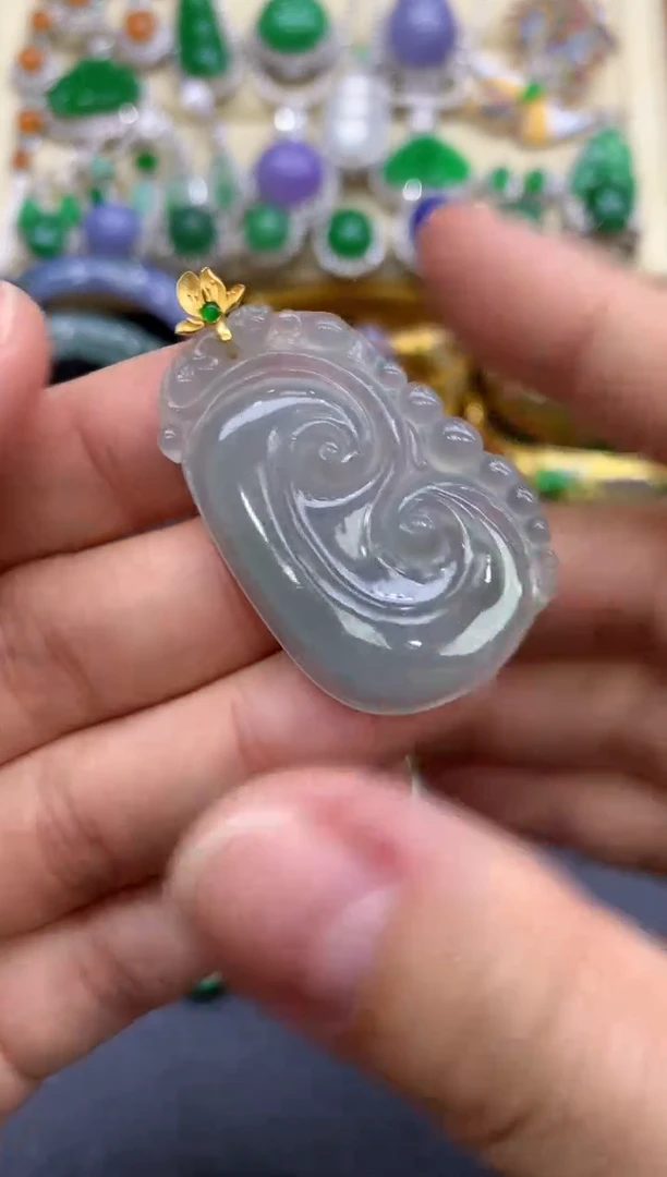 颈饰18K金镶嵌翡翠12-中国好珍宝