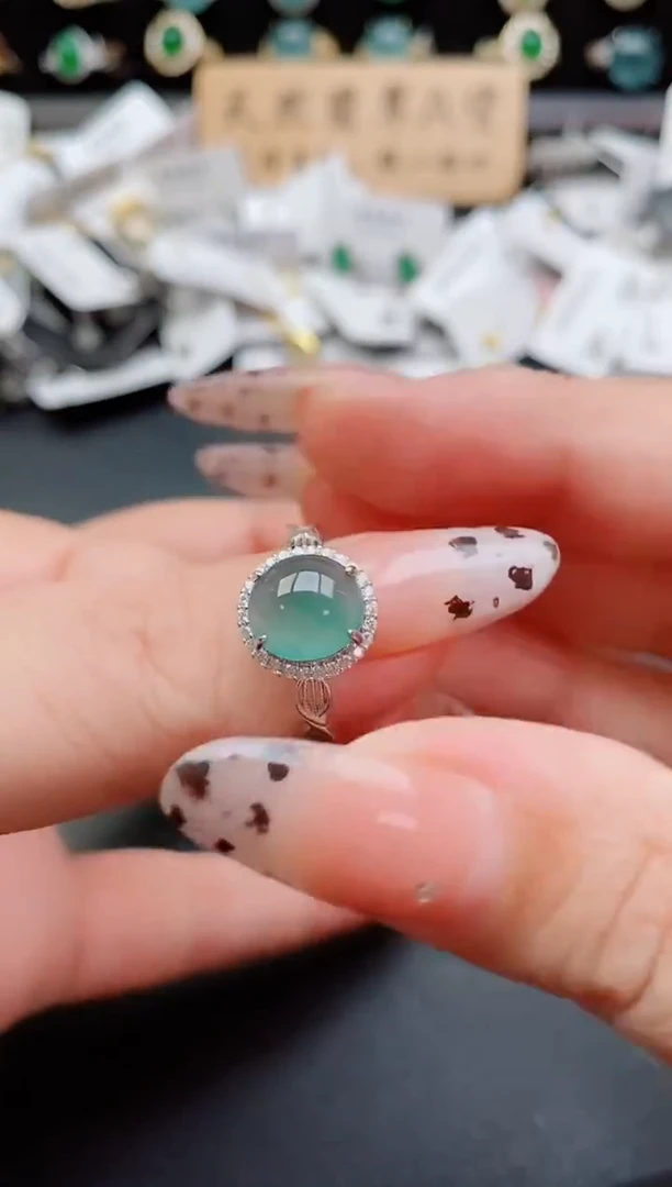 银S925镶嵌戒指翡翠1