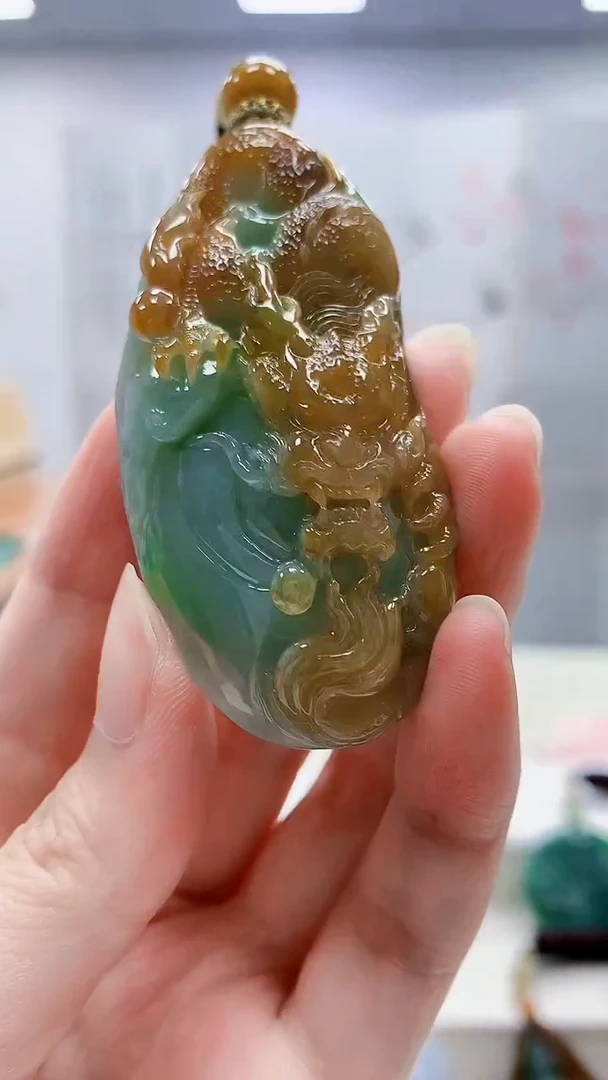 定制翡翠未镶嵌4898zm-毛货挂件168龙牌