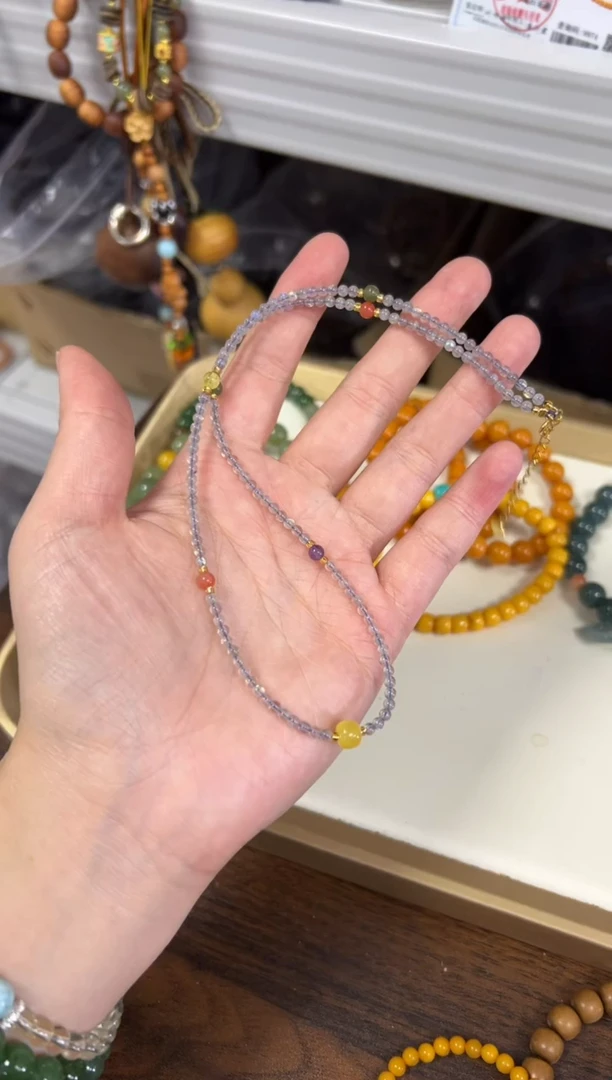 未镶嵌项链拉长石灰月光五行多宝珠项链[0086]